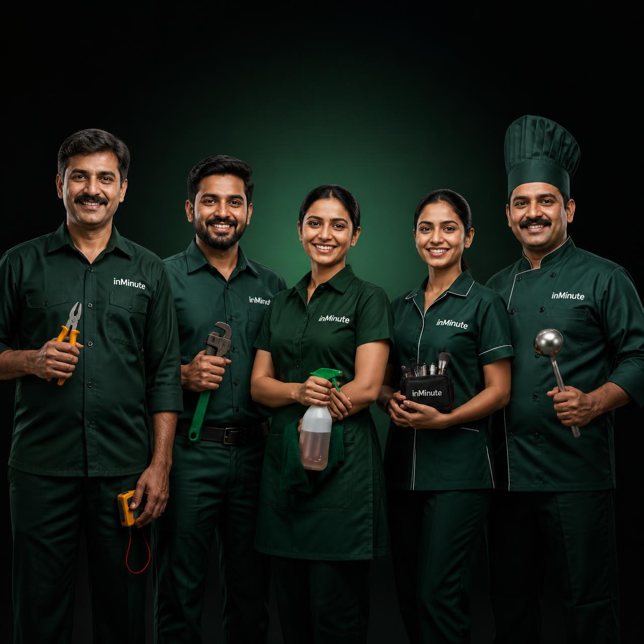 Verified inMinute service professionals in official uniform
